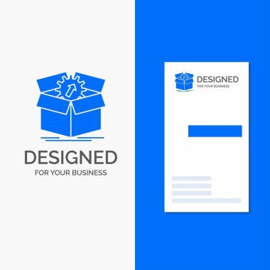 İş Logo upload, verimlilik, ilerleme, sanatçılar için işe. Dikey mavi iş / kart şablonu ziyaret.