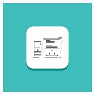 Bilgisayar, Masaüstü, oyun, pc, kişisel satırı simgesi turkuaz arka plan için yuvarlak düğmesi