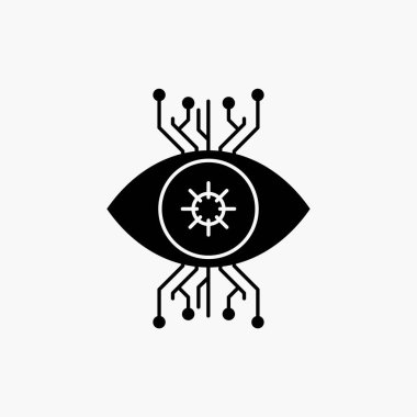 Altyapı, izleme, gözetim, vizyon, glif simge göz. İzole vektör çizim
