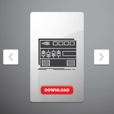 Audio, mastering, module, rackmount, sound Glyph Icon in Carousal Pagination Slider Design & Red Download Button
