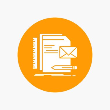 Marka, Şirket, kimlik, mektup, sunu beyaz glif simgesini daire içinde. Düğmesi illüstrasyon vektör