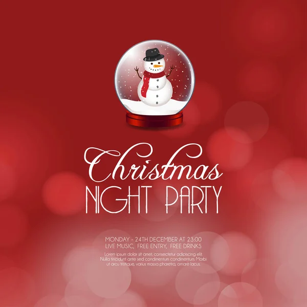 Christmas Night Party Snowman Tło — Wektor stockowy