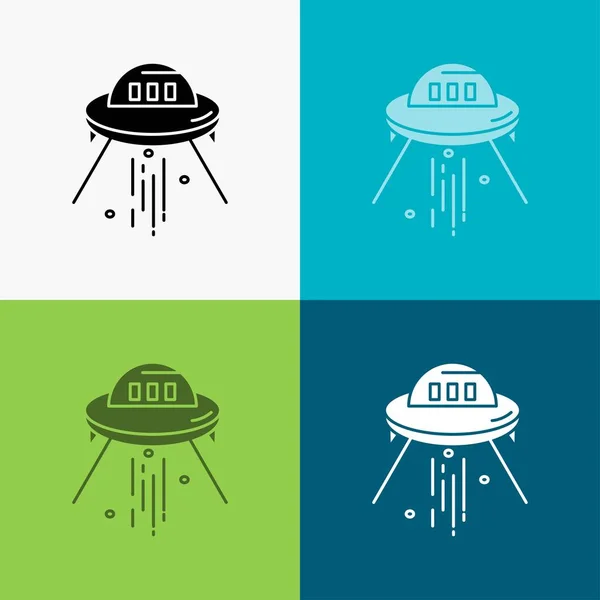 space ship, space, ship, rocket, alien Icon Over Various Background. glyph style design, designed for web and app. Eps 10 vector illustration