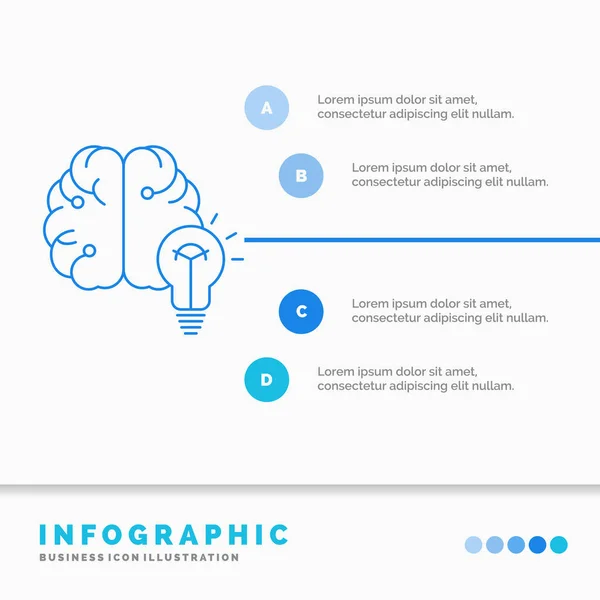 Idea Negocio Cerebro Mente Bombilla Infografías Plantilla Para Sitio Web — Archivo Imágenes Vectoriales