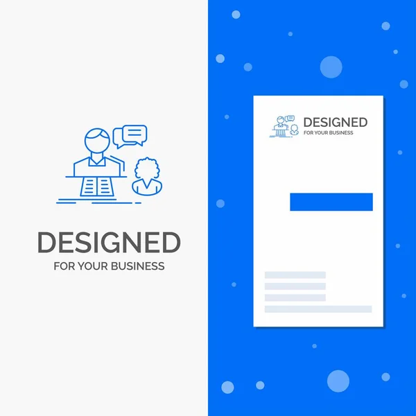 Logo Danışma Sohbet Cevap Iletişim Destek Dikey Mavi Kart Şablonu — Stok Vektör