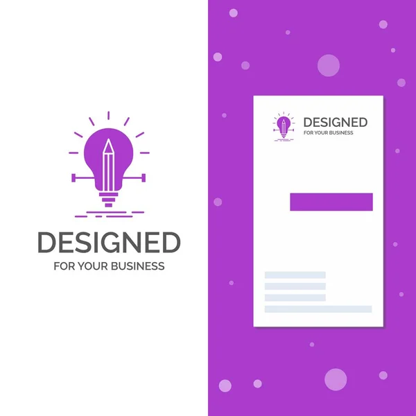 Business Logo Bulb Creative Solution Light Pencil Vertical Purple Business — Stock Vector