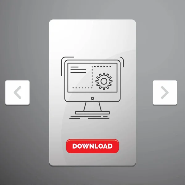 컴퓨터 프로세스 페이지 슬라이더 디자인 다운로드 버튼에 아이콘을 — 스톡 벡터