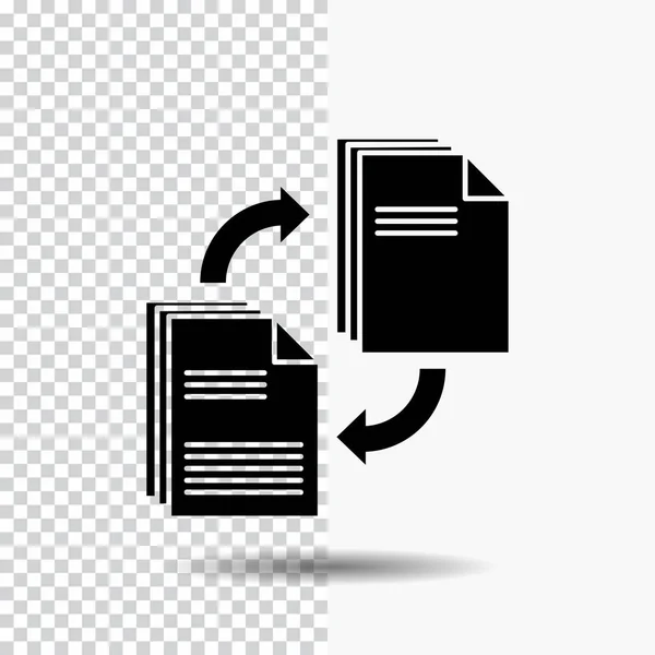 Condivisione Condivisione File Documento Copia Glyph Icon Sfondo Trasparente Icona — Vettoriale Stock