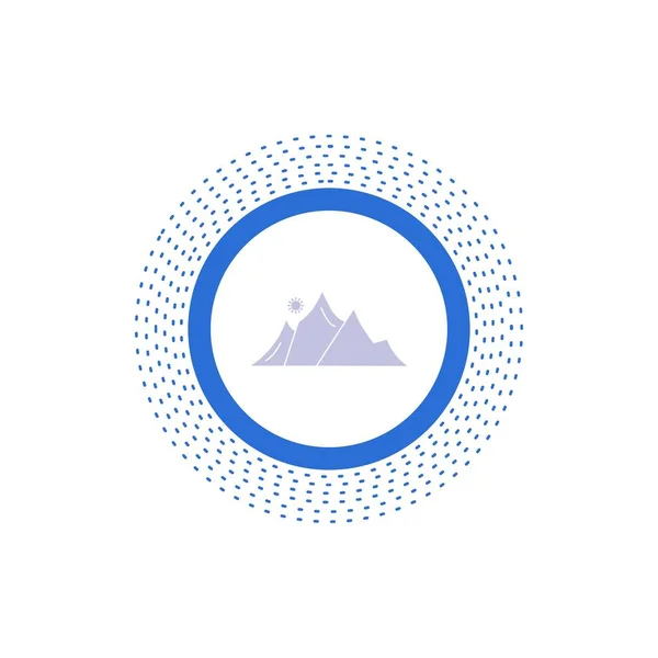 Colina Paisaje Naturaleza Montaña Sol Glyph Icon Ilustración Aislada Vectorial — Vector de stock