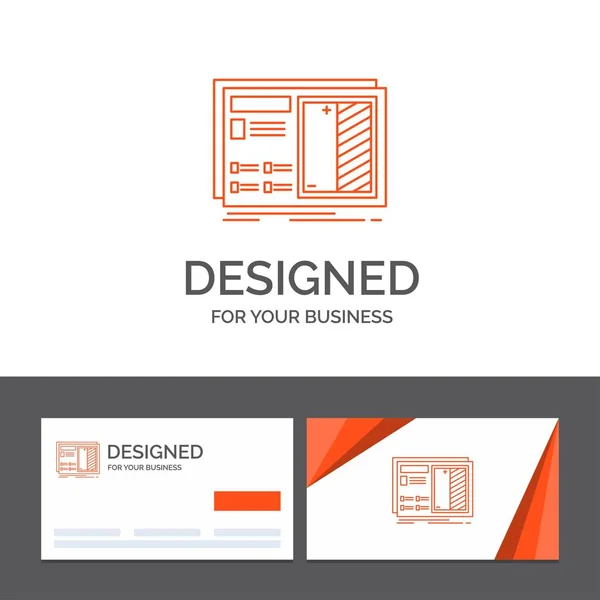 Planı Tasarım Çizim Planı Prototip Logo Şablonu Turuncu Kartvizit Marka — Stok Vektör