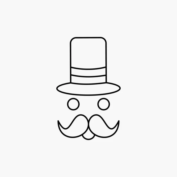 Snor Hipster Movember Santa Clausule Hat Lijn Pictogram Vectorillustratie Geïsoleerd — Stockvector