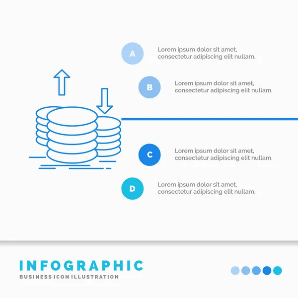 收入信息图表模板的网站和演示文稿 线蓝色图标信息图样式向量例证 — 图库矢量图片