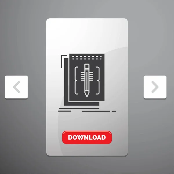 Código Editar Editor Idioma Programa Glyph Icono Carrusel Paginación Slider — Vector de stock
