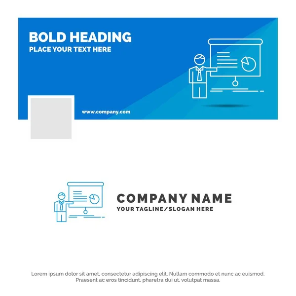 Modelo Azul Logotipo Negócio Para Gráfico Reunião Apresentação Relatório Seminário — Vetor de Stock