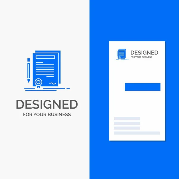 Бизнес Логотип Бизнеса Сертификат Договор Степень Документ Вертикальный Синий Шаблон — стоковый вектор