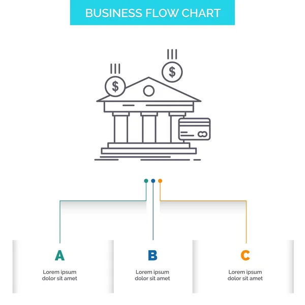Banco Pagamentos Bancário Financeiro Dinheiro Business Flow Chart Design Com — Vetor de Stock