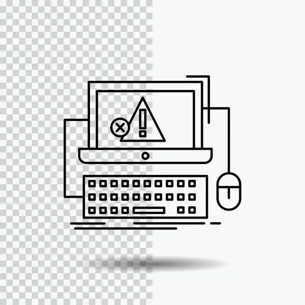 Ordinateur Plantage Erreur Panne Système Line Icon Sur Fond Transparent — Image vectorielle