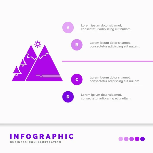 Berge Natur Outdoor Sonne Wandern Infografik Vorlage Für Website Und — Stockvektor