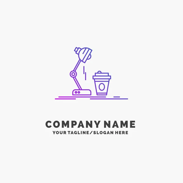 studio, design, coffee, lamp, flash Purple Business Logo Template. Place for Tagline