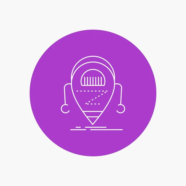 Android Beta Androide Robot Tecnología Icono Línea Blanca Fondo Del — Vector de stock