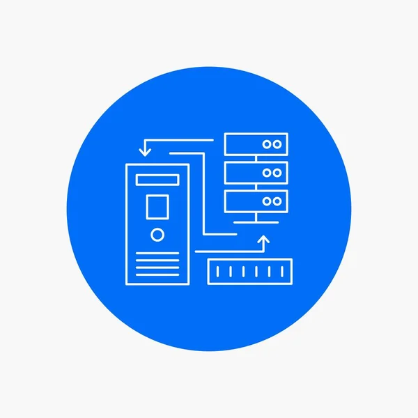 Combinatie Gegevens Database Elektronische Informatie White Line Pictogram Cirkel Achtergrond — Stockvector