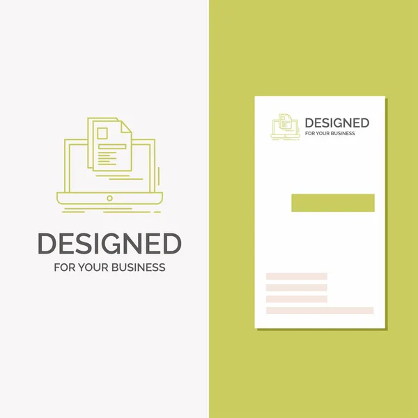 帐户的商业徽标 笔记本电脑 垂直绿色商务 访问卡模板 创造性的背景向量例证 — 图库矢量图片