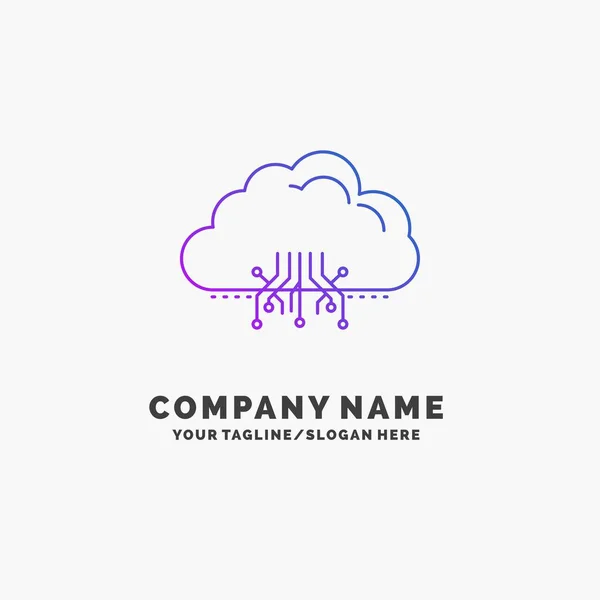 Cloud Informatique Données Hébergement Réseau Purple Business Logo Template Place — Image vectorielle