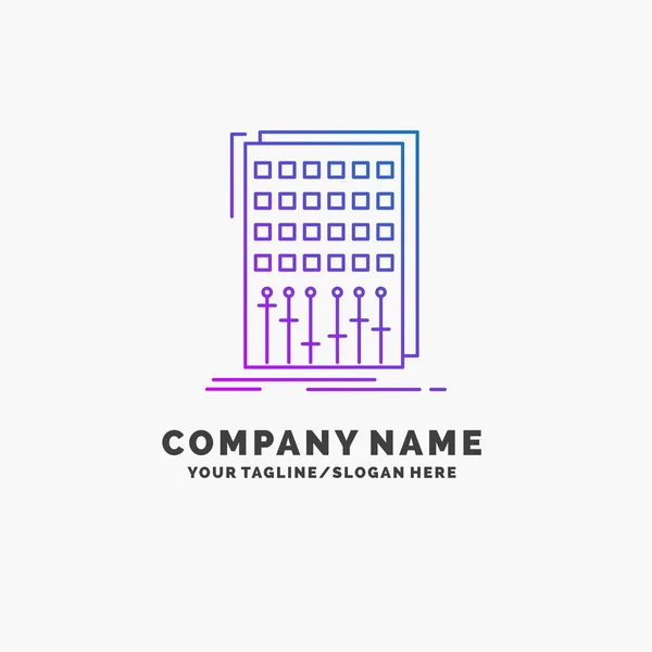 Áudio Controle Mistura Mixer Estúdio Purple Business Logo Template Lugar — Vetor de Stock