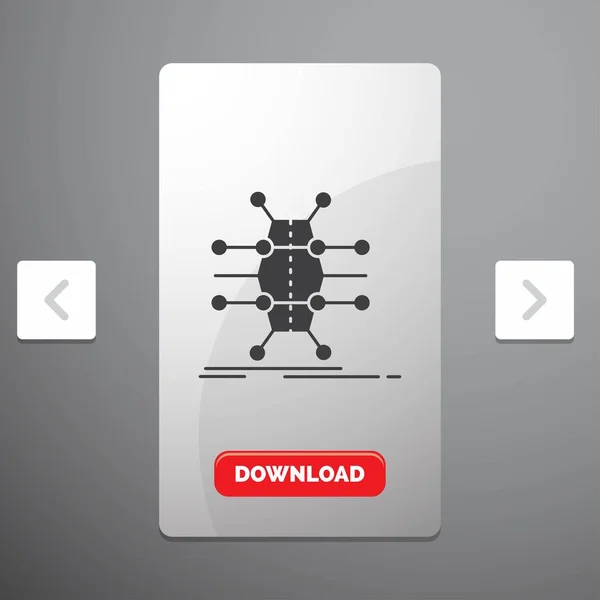 그리드 인프라 네트워크 스마트 페이지 슬라이더 디자인 다운로드 버튼에 아이콘 — 스톡 벡터