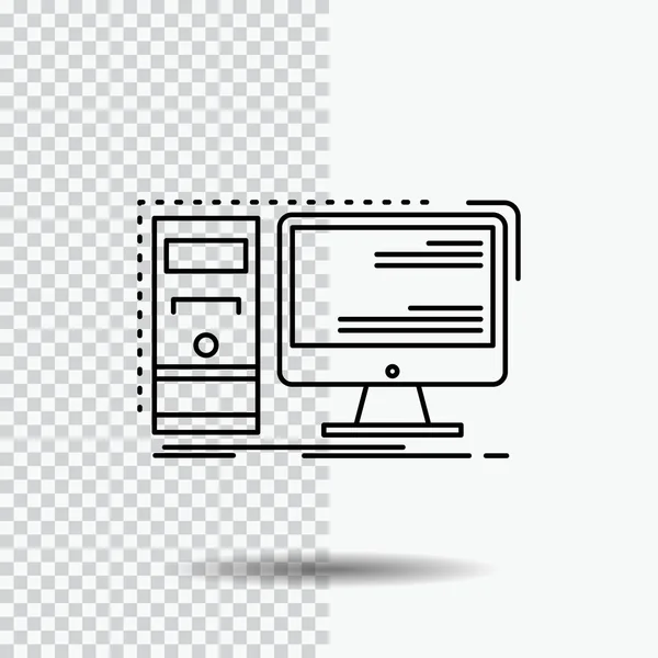 Computer Desktop Hardware Workstation System Line Icon Sfondo Trasparente Illustrazione — Vettoriale Stock