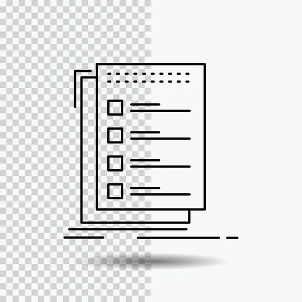 Checken Checkliste Liste Aufgabe Zeilensymbol Auf Transparentem Hintergrund Ausführen Abbildung — Stockvektor