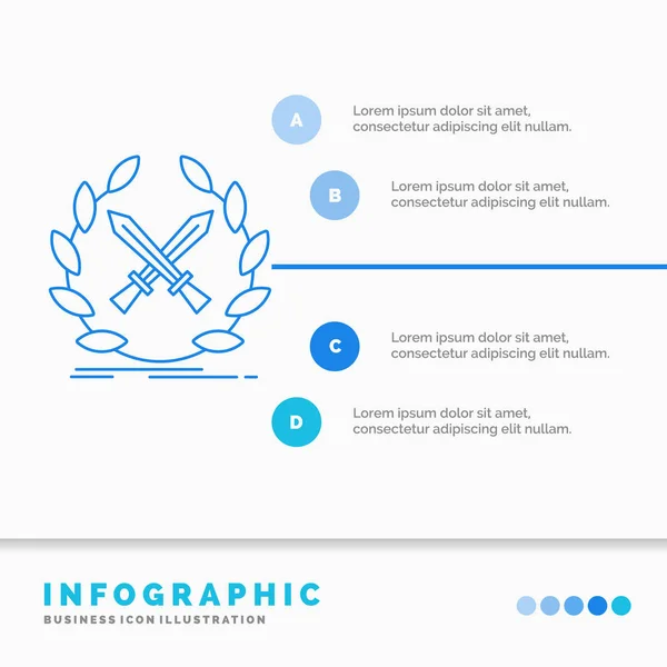 Battle Emblem Game Label Swords Infographics Template Website Presentation Line — Stock Vector