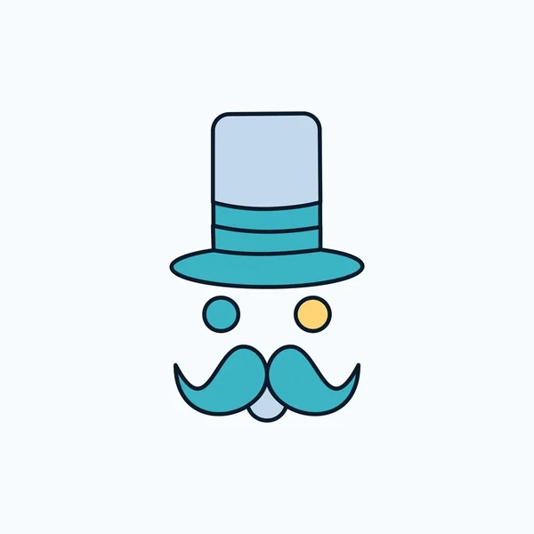 Bigote Hipster Movember Santa Claus Sombrero Icono Plano Signo Verde — Archivo Imágenes Vectoriales