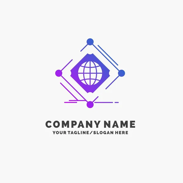 Complex Global Internet Net Web Paarse Business Logo Template Plaats — Stockvector