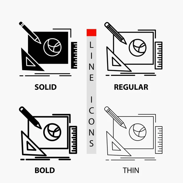 Logotyp Design Creative Idé Design Process Ikonen Tunn Regelbundna Fet — Stock vektor