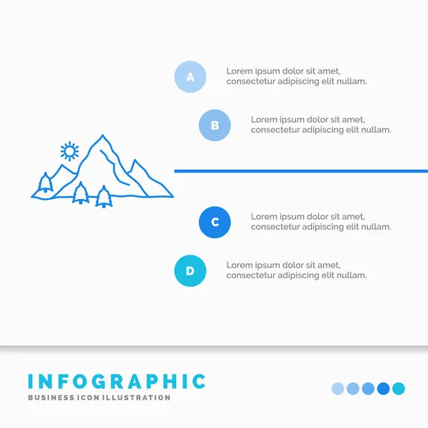 Berg Landschaft Hügel Natur Baum Infografik Vorlage Für Website Und — Stockvektor