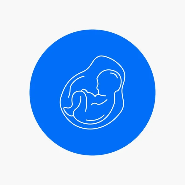 Baby Schwangerschaft Schwangerschaft Geburtshilfe Fötus Weiße Linie Symbol Kreis Hintergrund — Stockvektor