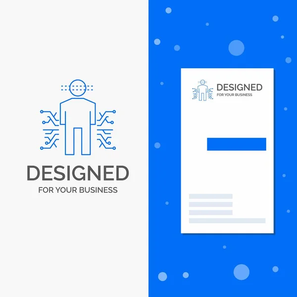 Logo Sensör Vücut Için Veri Insan Bilim Dikey Mavi Kart — Stok Vektör