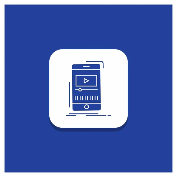 Blue Button Media Music Player Video Mobile Glyph Icon — Stock Vector