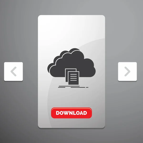 Cloud Zugriff Dokument Datei Glyphen Symbol Karussell Schieberegler Design Roter — Stockvektor