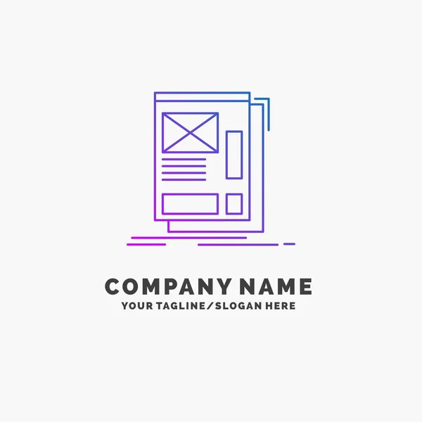 Fio Enquadramento Web Layout Desenvolvimento Purple Business Logo Template Lugar — Vetor de Stock