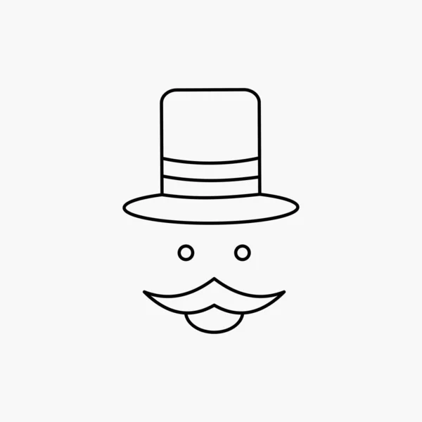 Bigode Hipster Movember Hat Men Line Icon Ilustração Isolada Vetor — Vetor de Stock