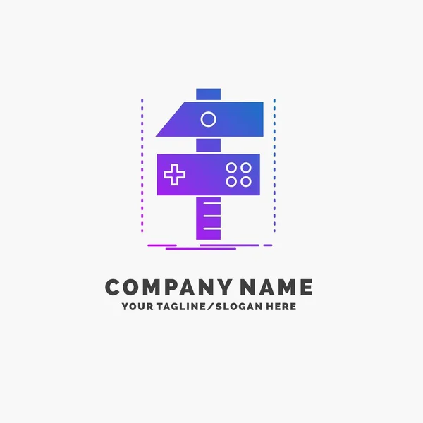 Build Craft Develop Developer Game Purple Business Logo Template Place — Stock Vector