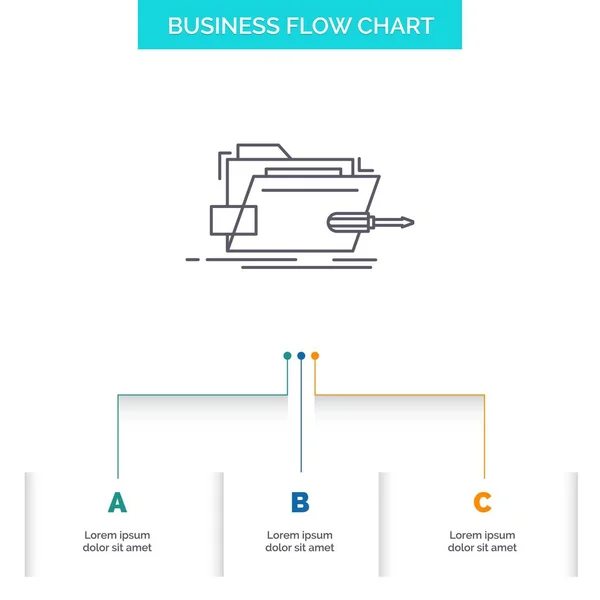 Folder Repair Skrewdriver Tech Technical Business Flow Chart Design Steps — Stock Vector