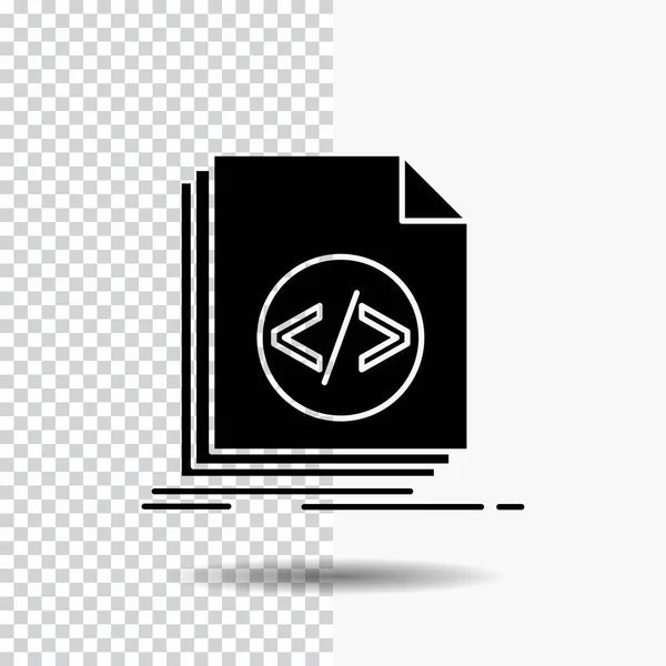 Code Codage Fichier Programmation Script Glyph Icon Sur Fond Transparent — Image vectorielle
