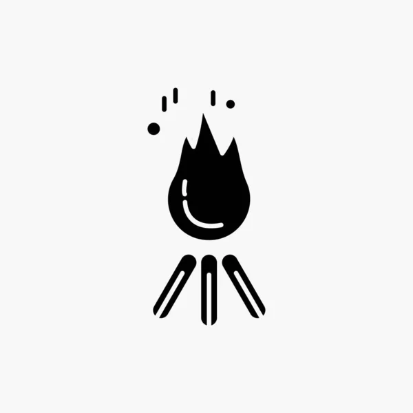 Oheň Plamen Táborák Camping Táboření Ikony Glyfů Izolované Vektorové Ilustrace — Stockový vektor