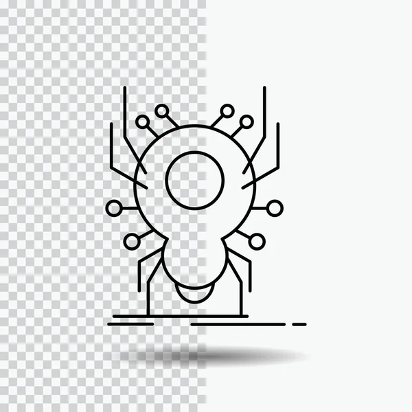 Bug Insetto Ragno Virus App Line Icon Sfondo Trasparente Illustrazione — Vettoriale Stock
