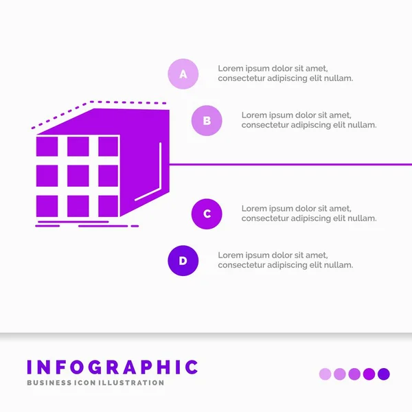 Abstract Aggregation Cube Dimensional Matrix Infographics Template Website Presentation Glyph — Vettoriale Stock
