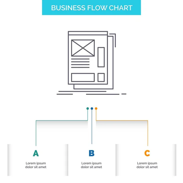 Wire Femming Web Development Business Flow Chart Design Steps Линия — стоковый вектор