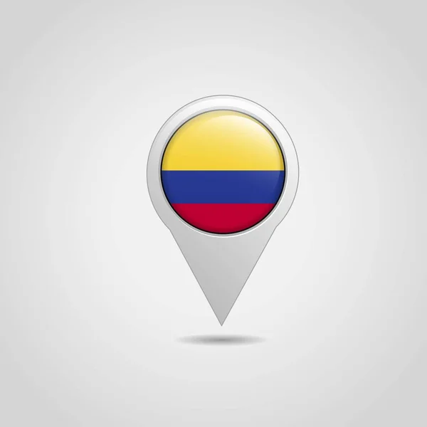 Colombia Flag Map Pointer Design Vector — Stock Vector
